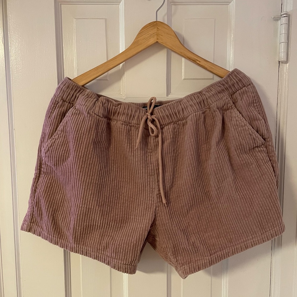 ASOS Mens Pink Corduroy Drawstring Shorts in Short Length